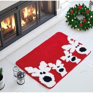 Reindeer Christmas Bathroom Rug Mat Non Slip Washable Microfiber Soft 26”x18”
